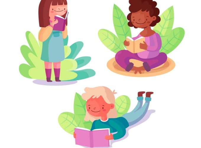 ninas-leyendo-afuera_52683-22247